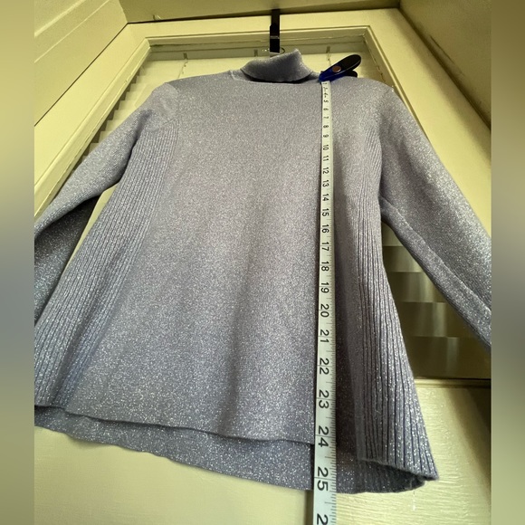 Chico's lilac purple mist shimmer metallic silver turtleneck sweater top - Picture 7 of 13